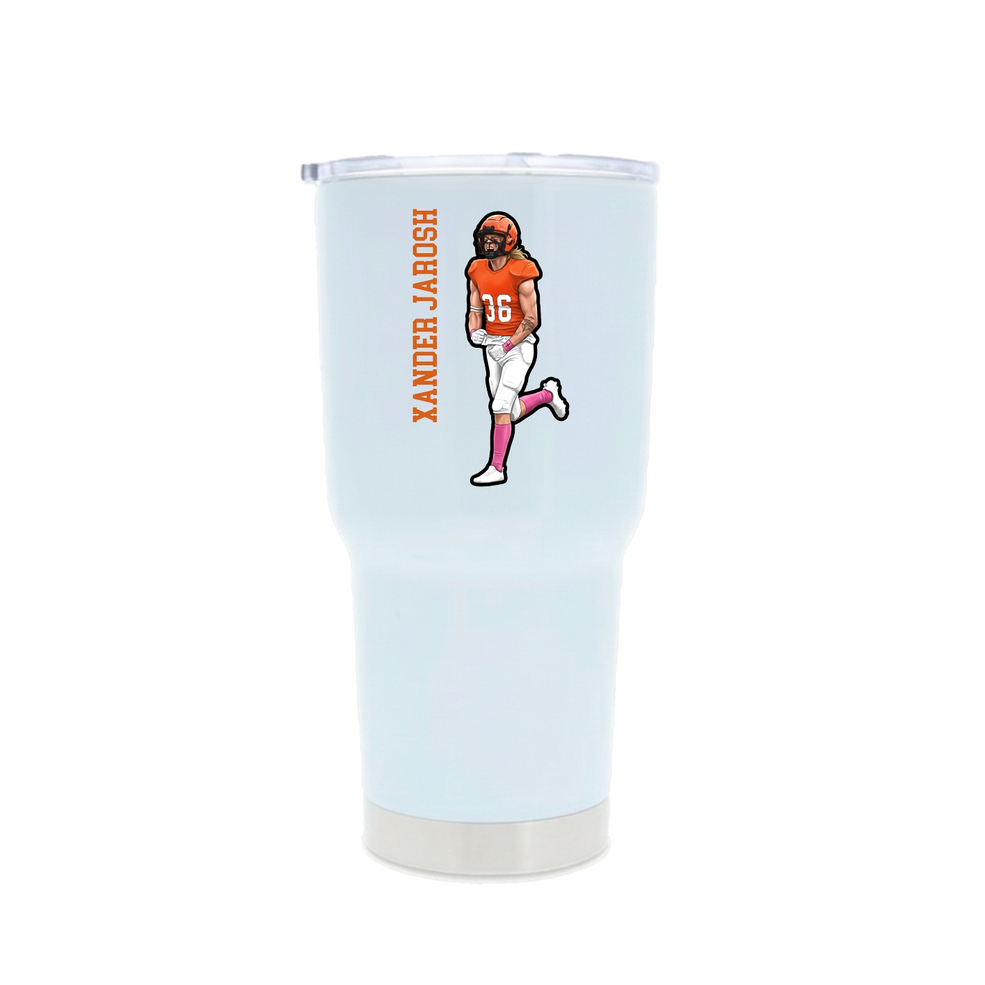 30oz Stainless Steel Tumbler — Name Vertical in White