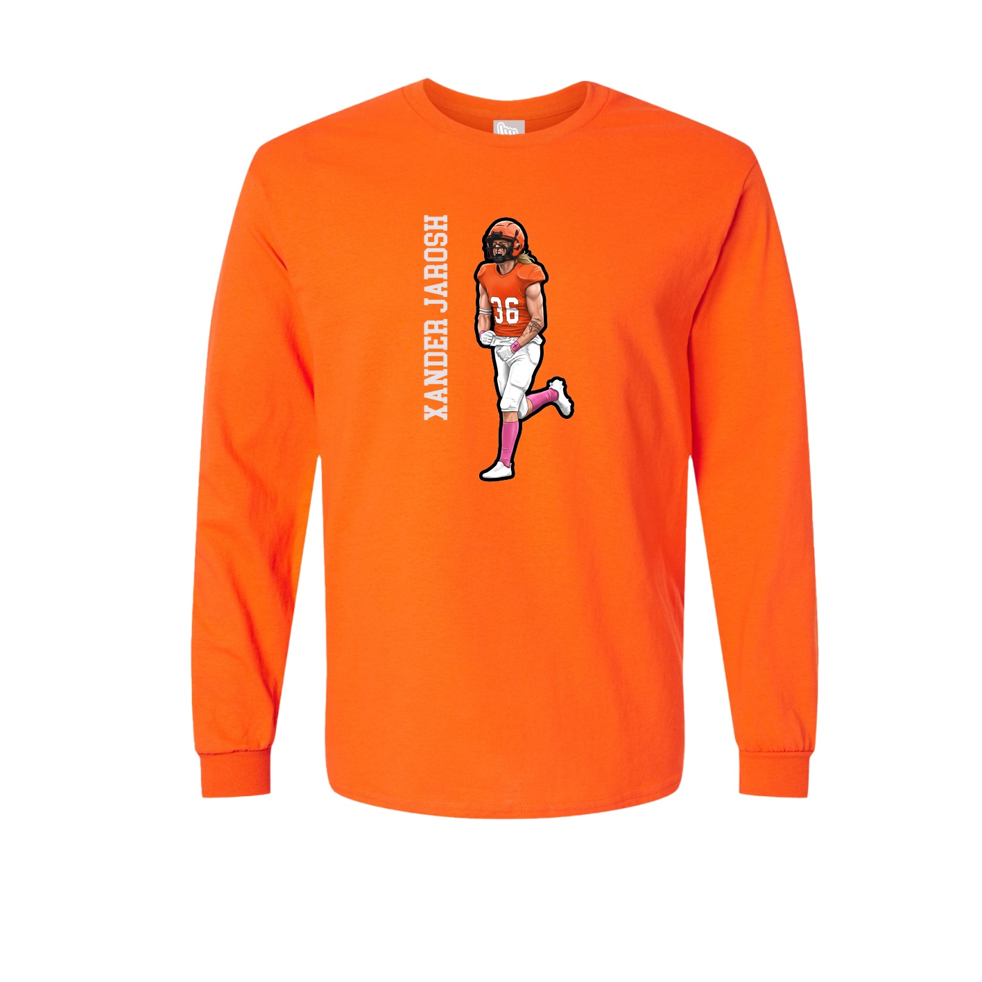 Long Sleeve Tee — Name Vertical in Orange