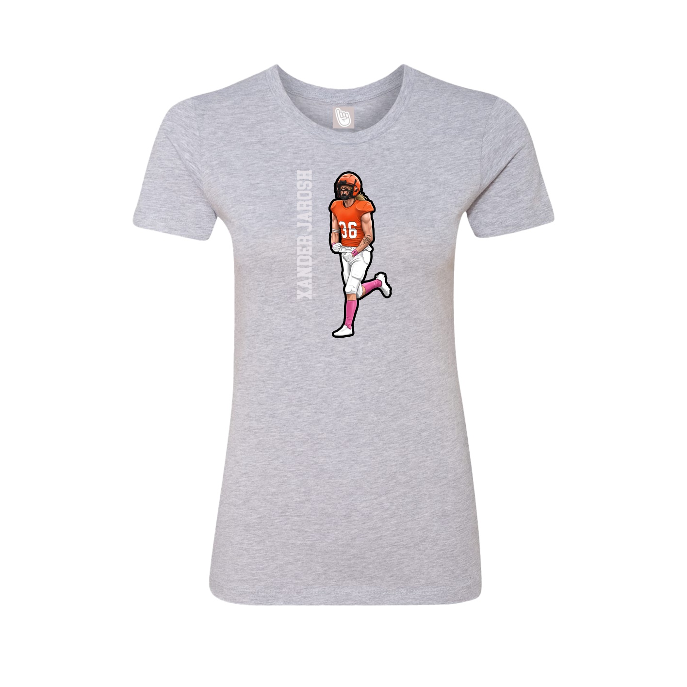 Womens Tee — Name Vertical in Grey