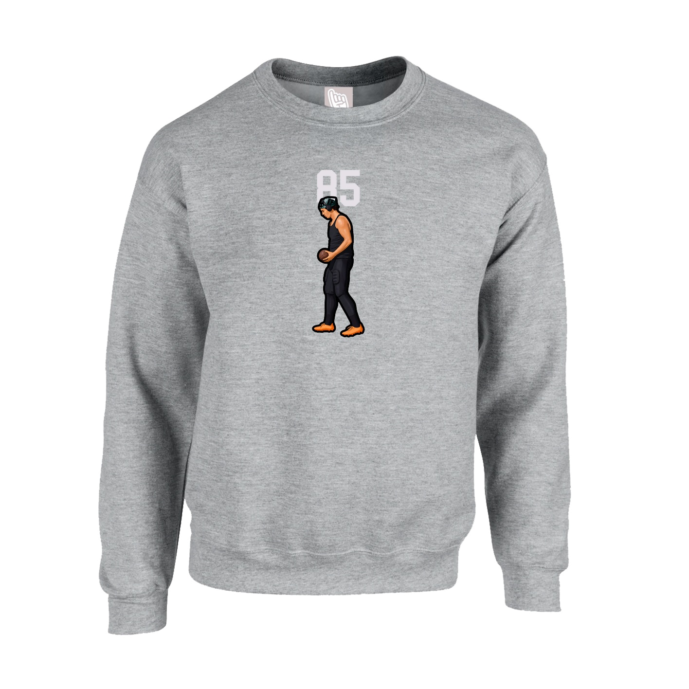 Fleece Crew — Number Top in Grey