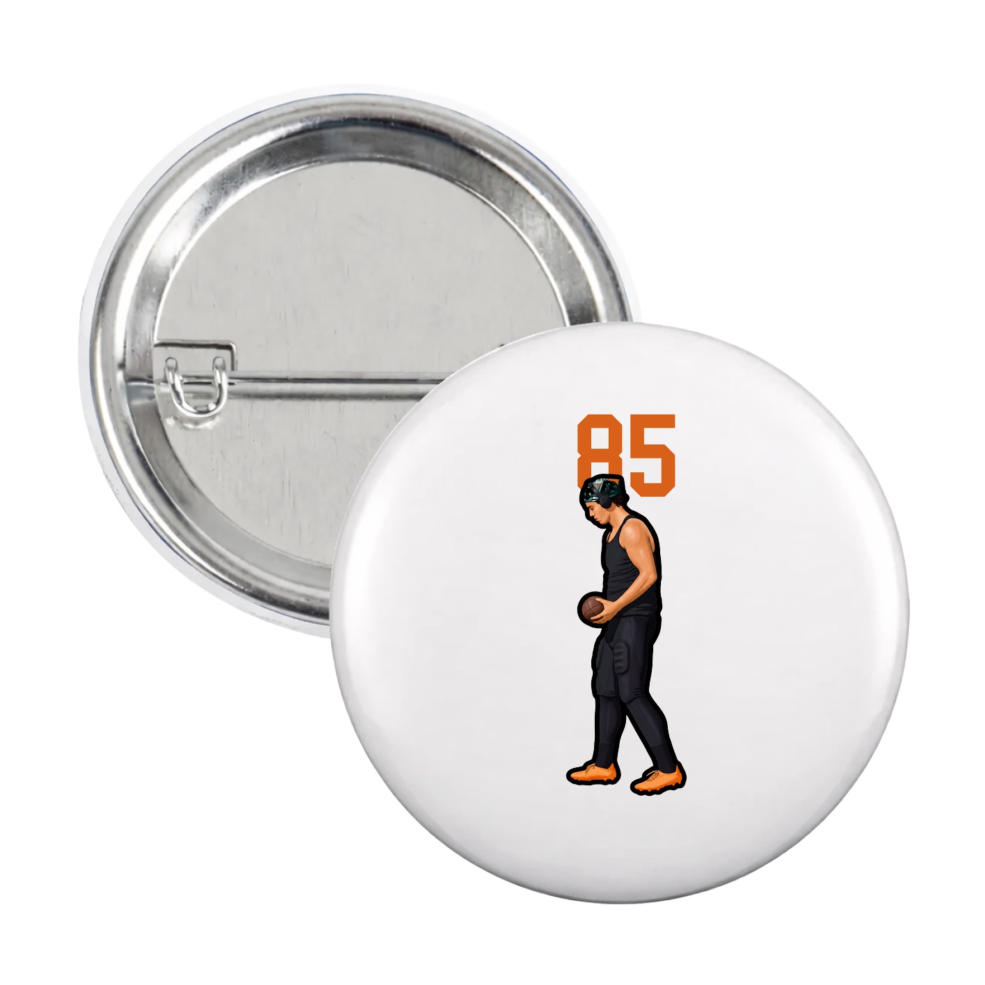 Game Day Button — Number Top in White
