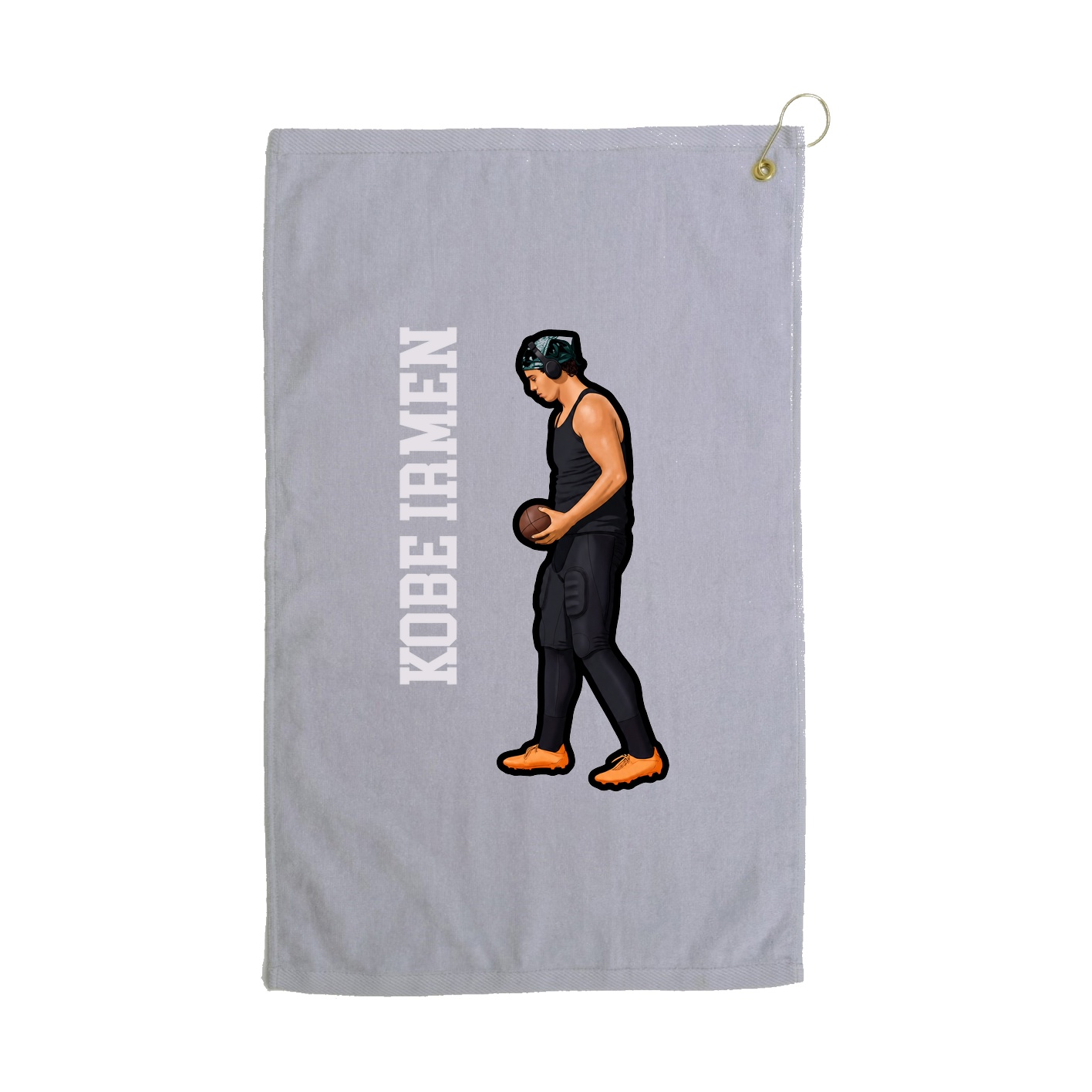 Golf Towel — Name Vertical in Grey