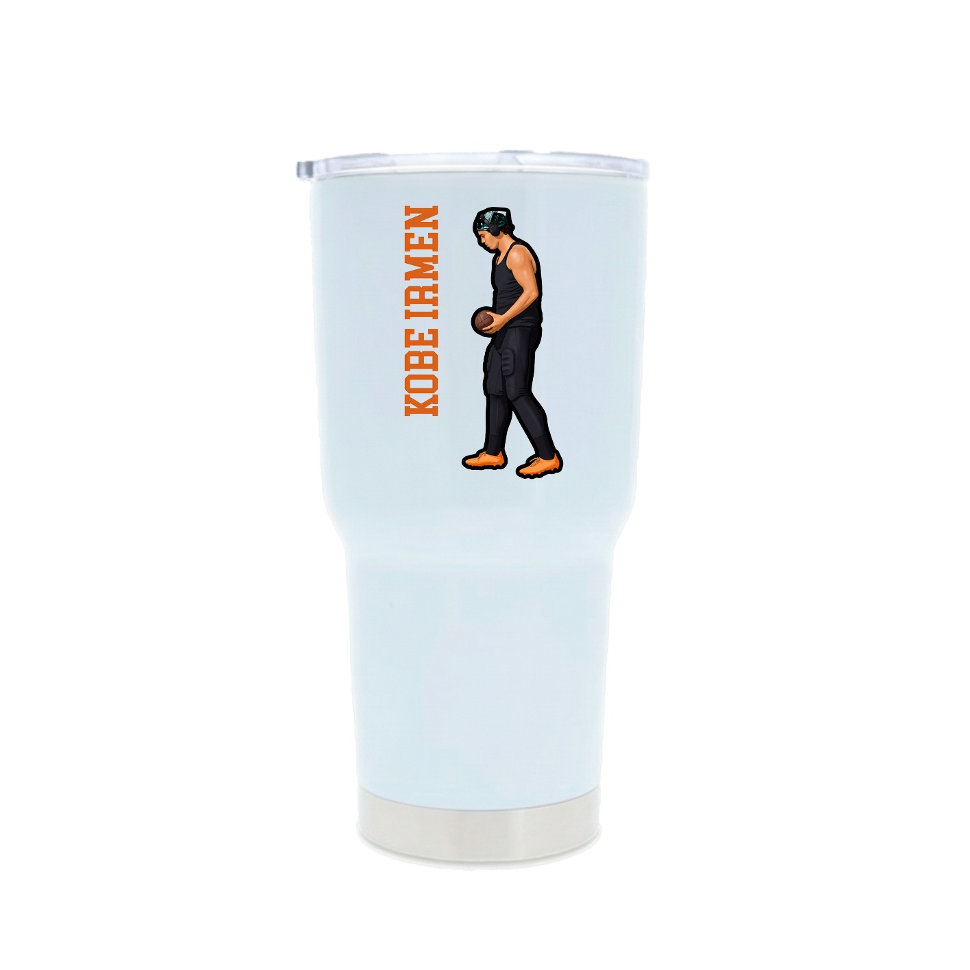 30oz Stainless Steel Tumbler — Name Vertical in White