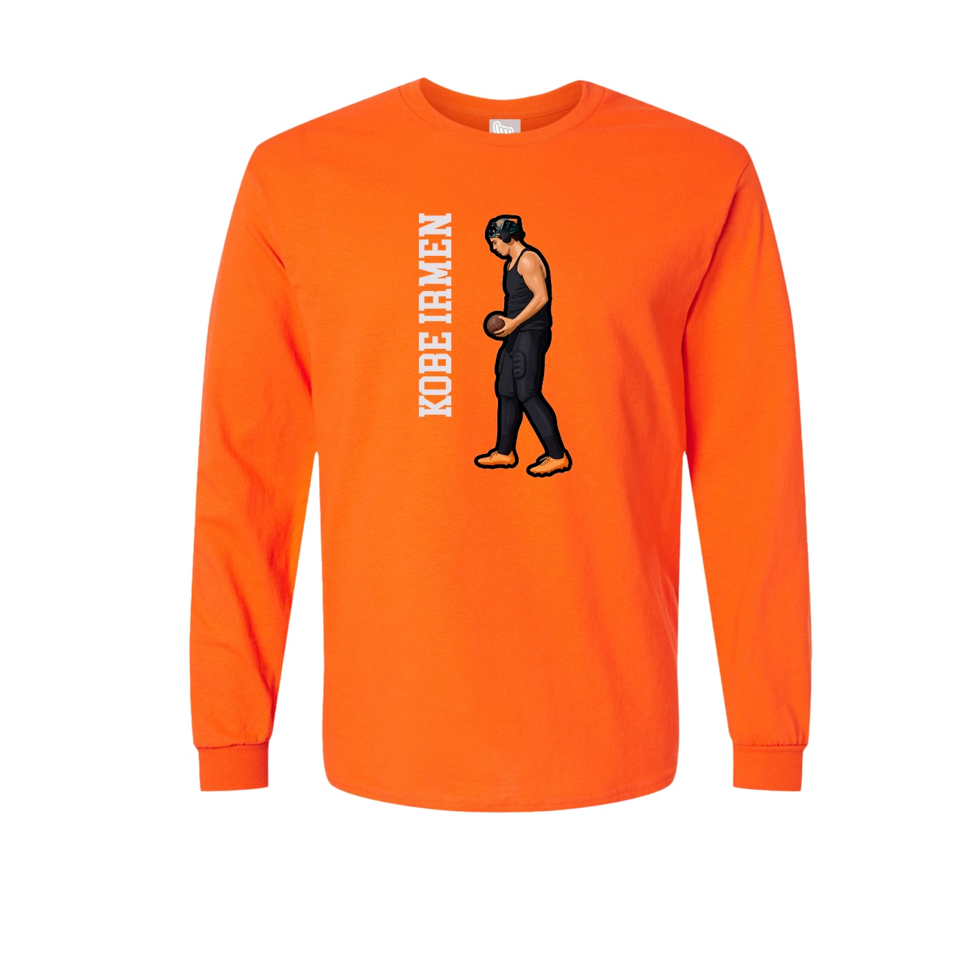 Long Sleeve Tee — Name Vertical in Orange