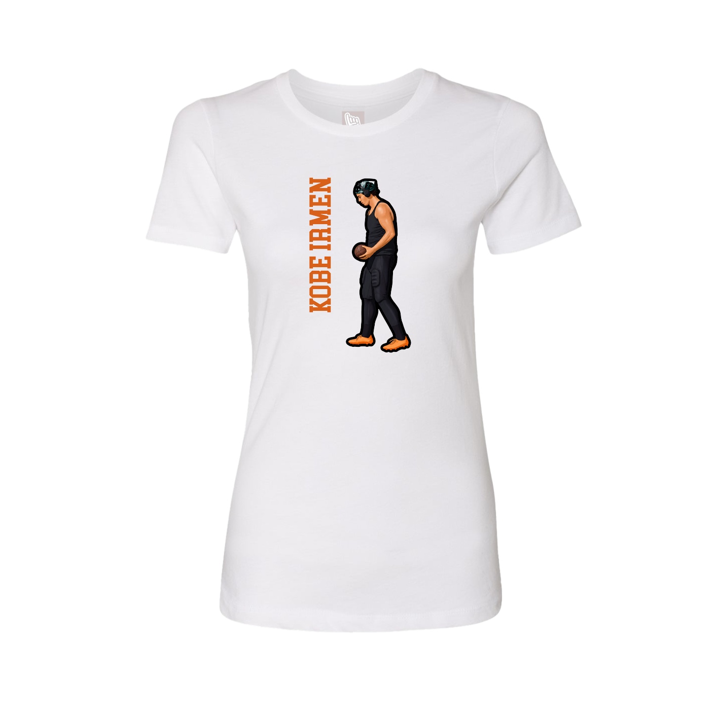 Fitted Women's Tee — Name Vertical in White