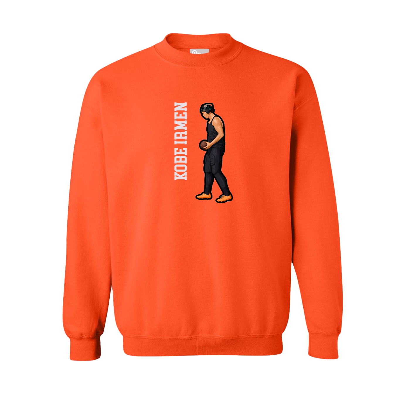 Fleece Crew — Name Vertical in Orange