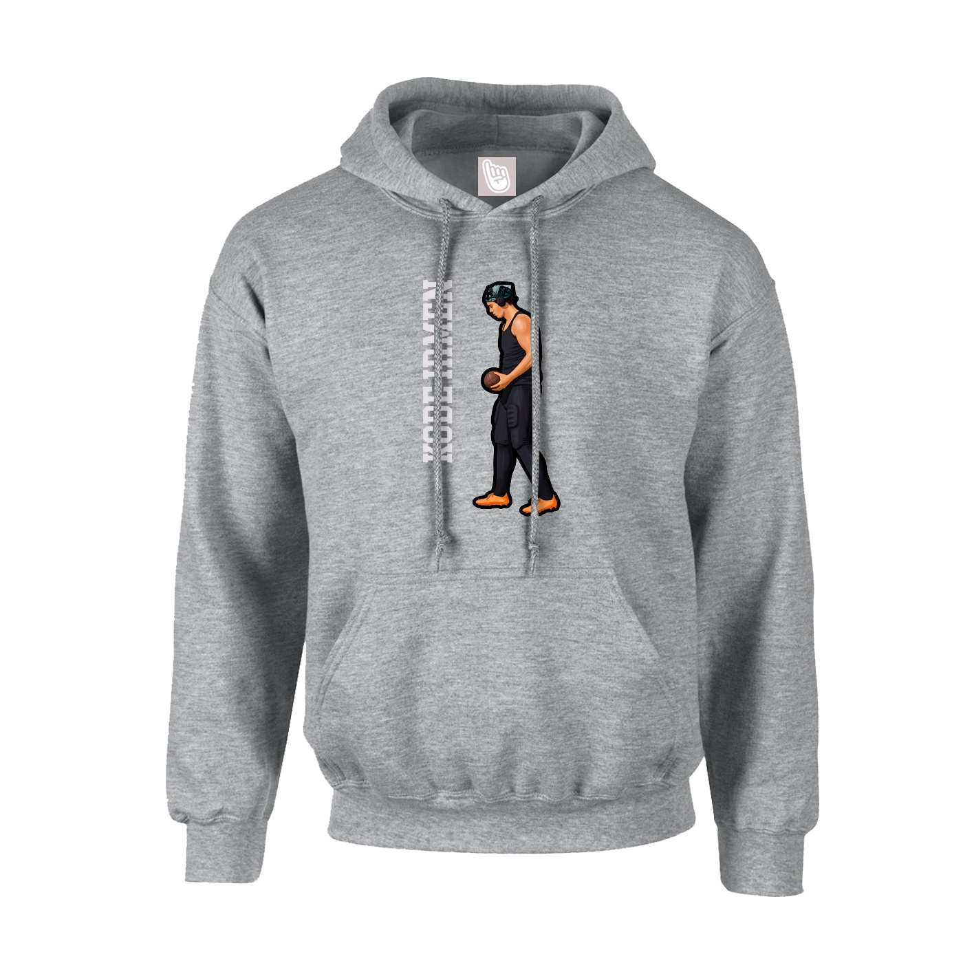 Youth Hoodie — Name Vertical in Grey