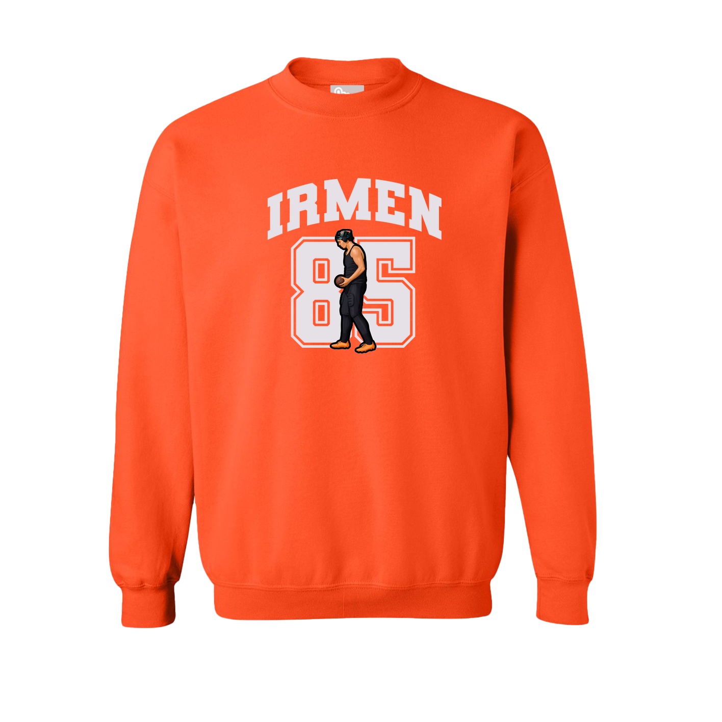 Fleece Crew — Number in Orange