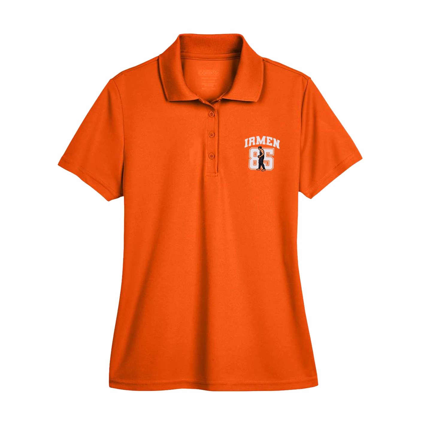 Womens Performance Polo — Number in Orange