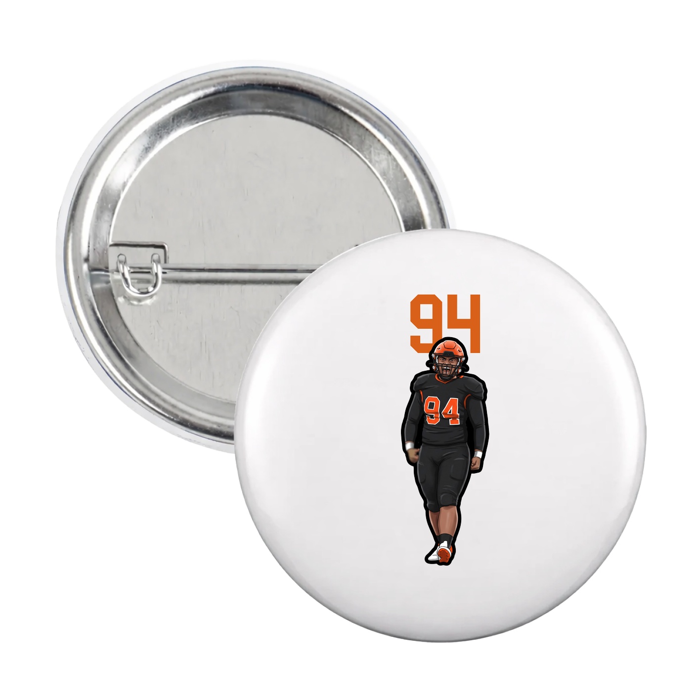 Game Day Button — Number Top in White