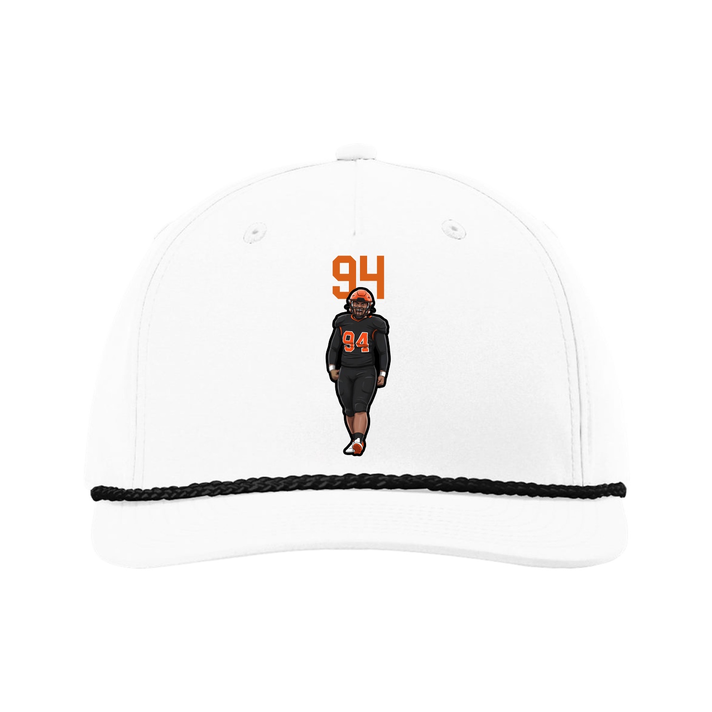 Five-Panel Classic Rope Cap — Number Top in White