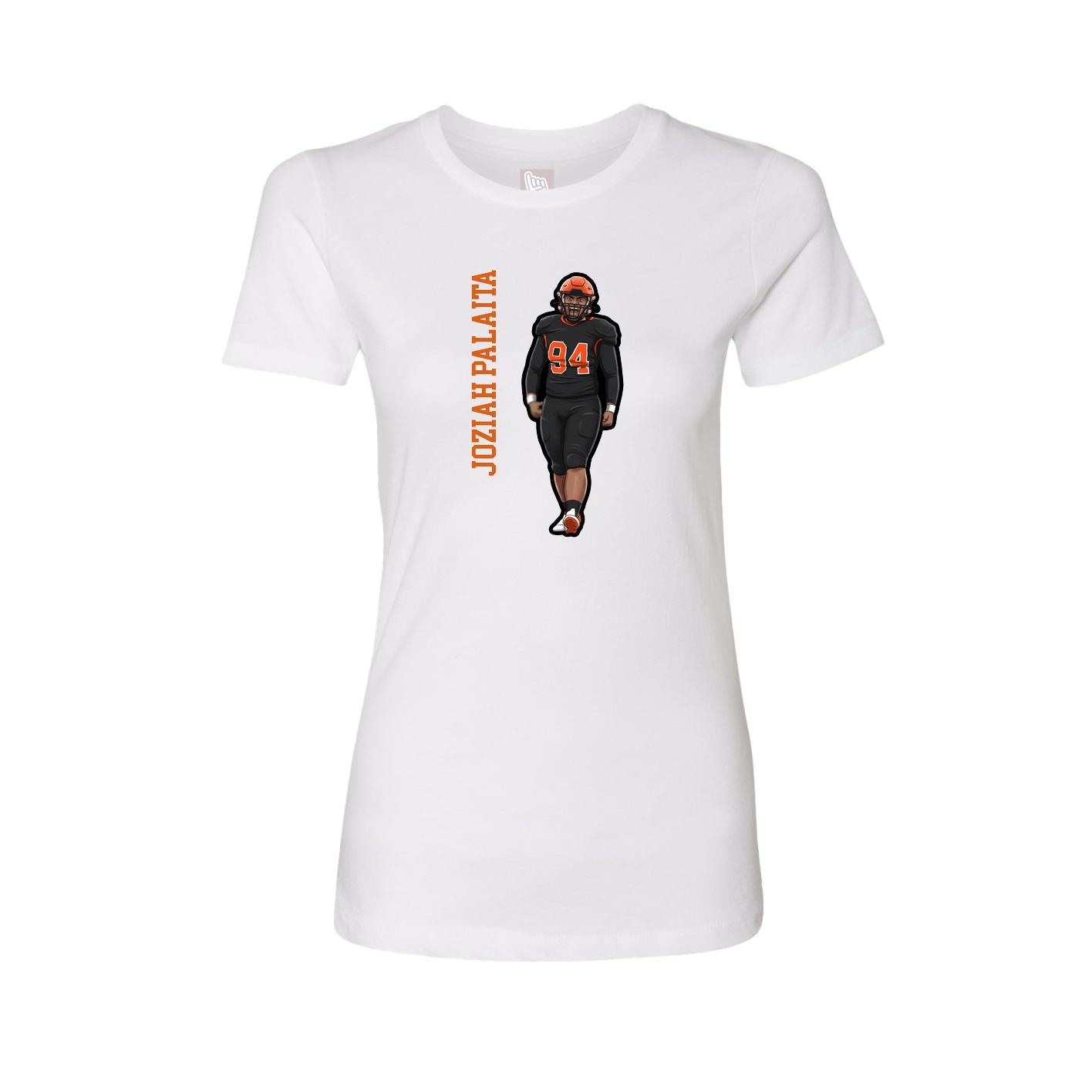 Fitted Women's Tee — Name Vertical in White