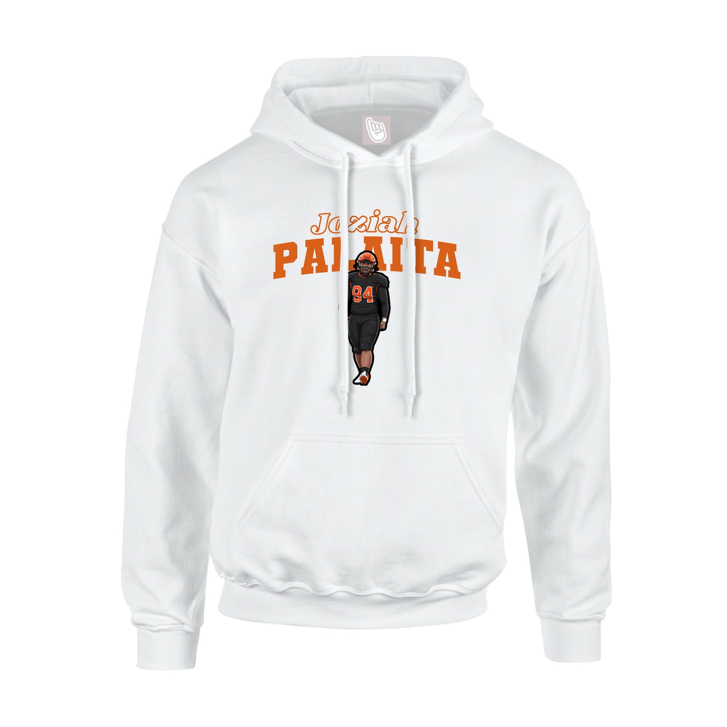 Youth Hoodie — Name Arch in White