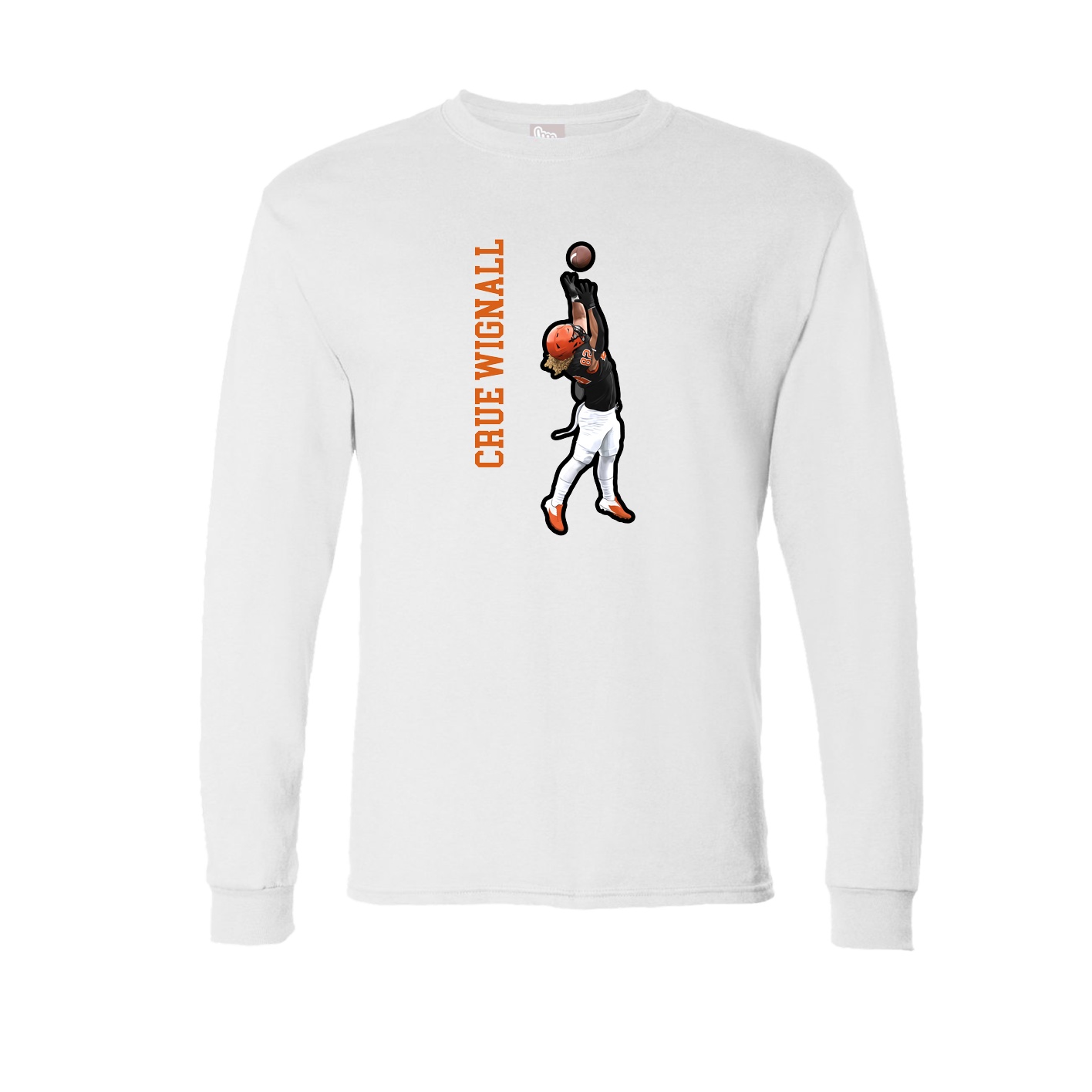 Long Sleeve Tee — Name Vertical in White