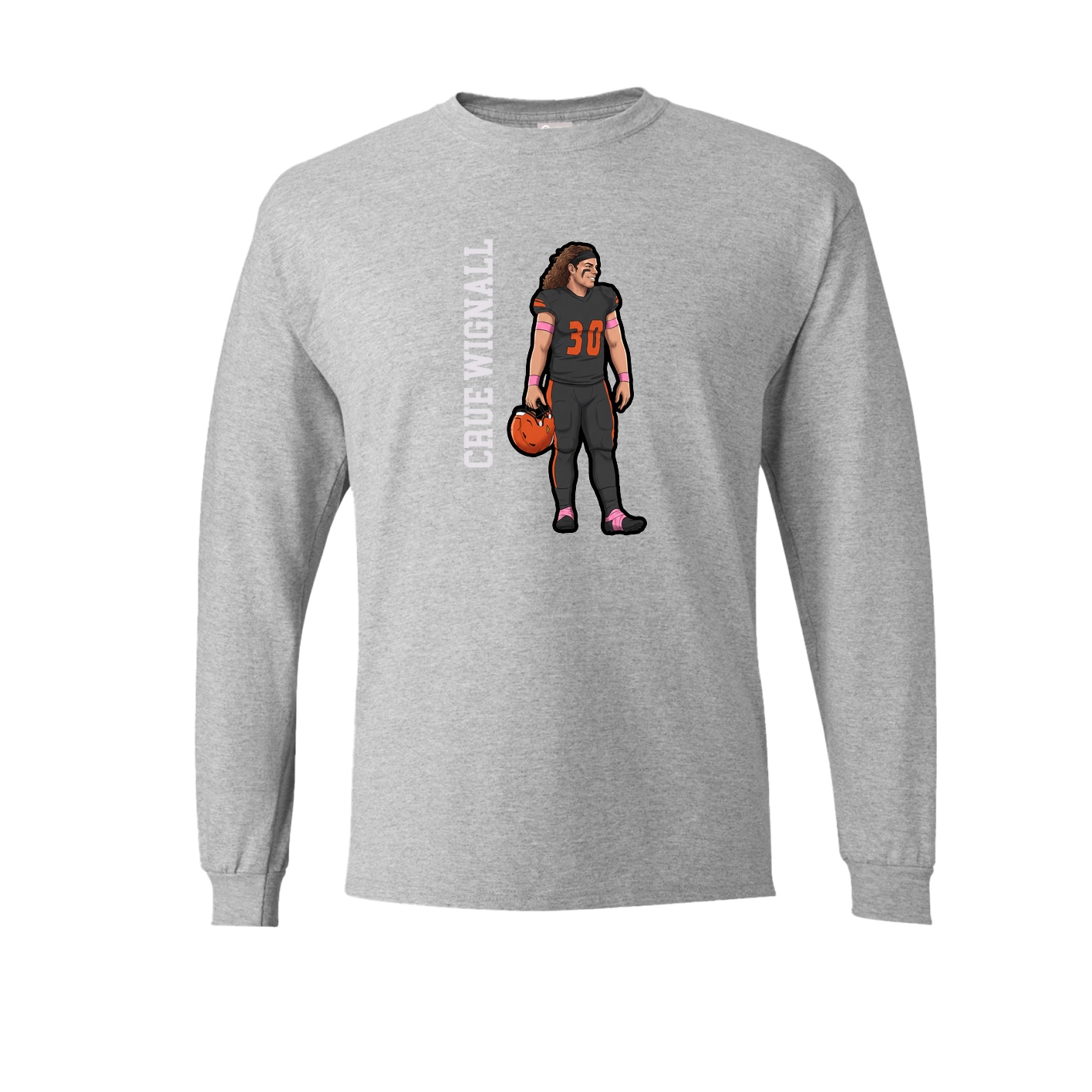 Long Sleeve Tee — Name Vertical in Grey