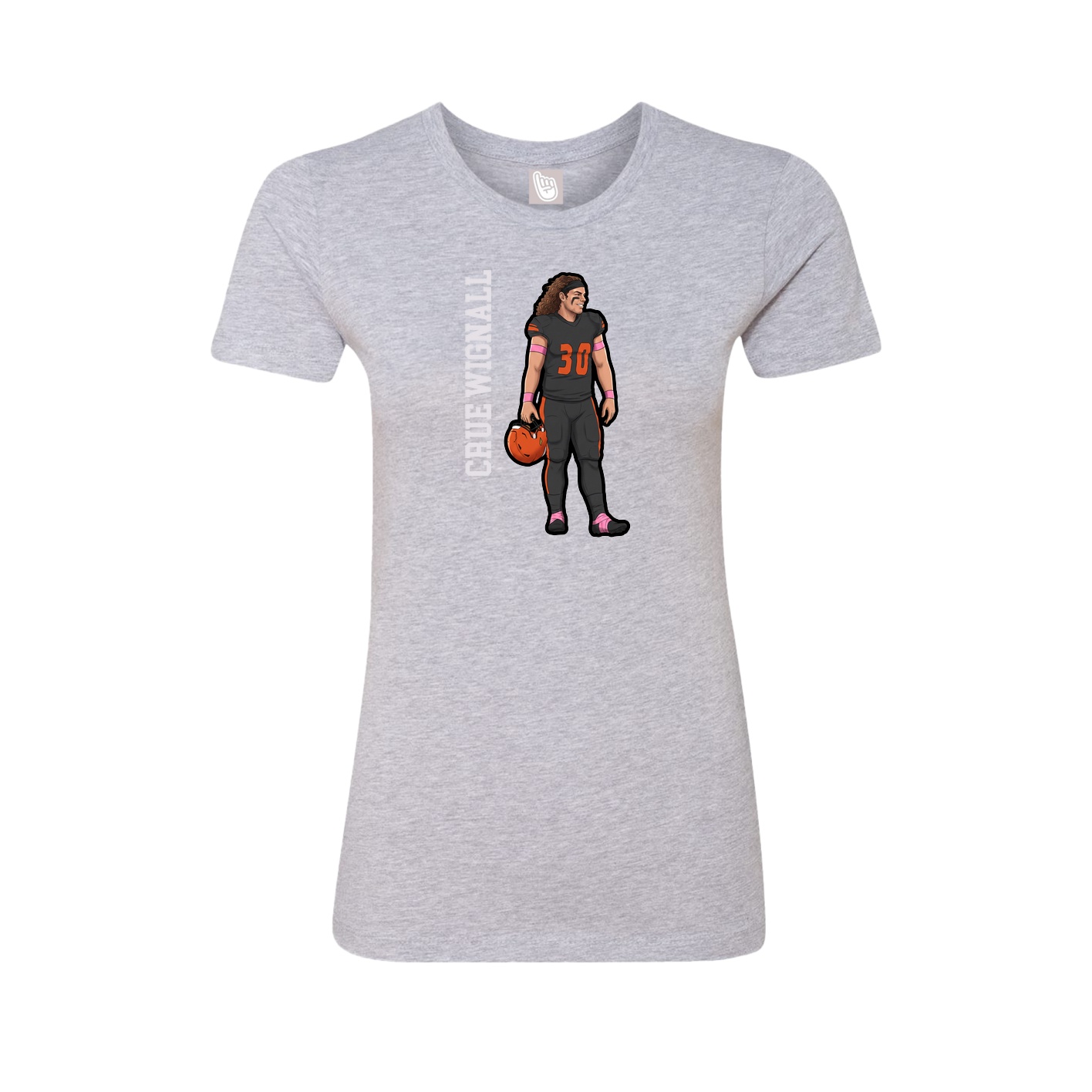 Fitted Women's Tee — Name Vertical in Grey