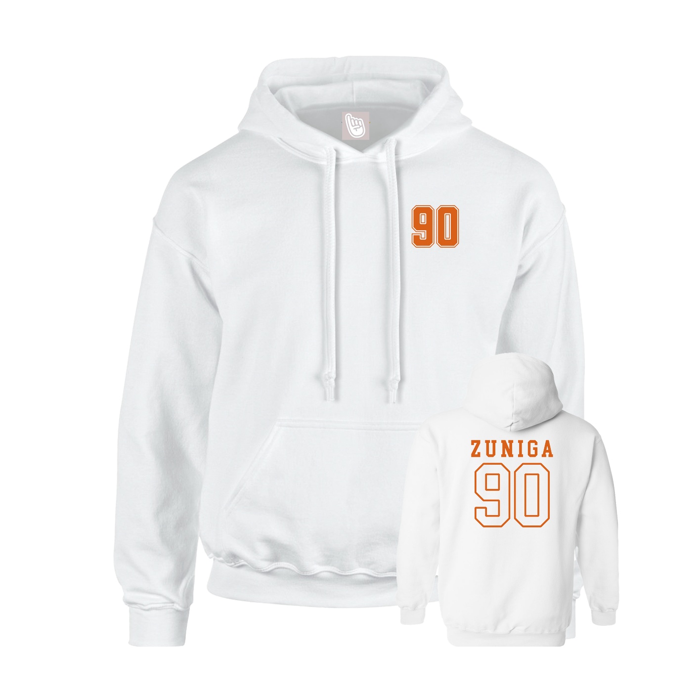 Youth Hoodie — Chest Back in White