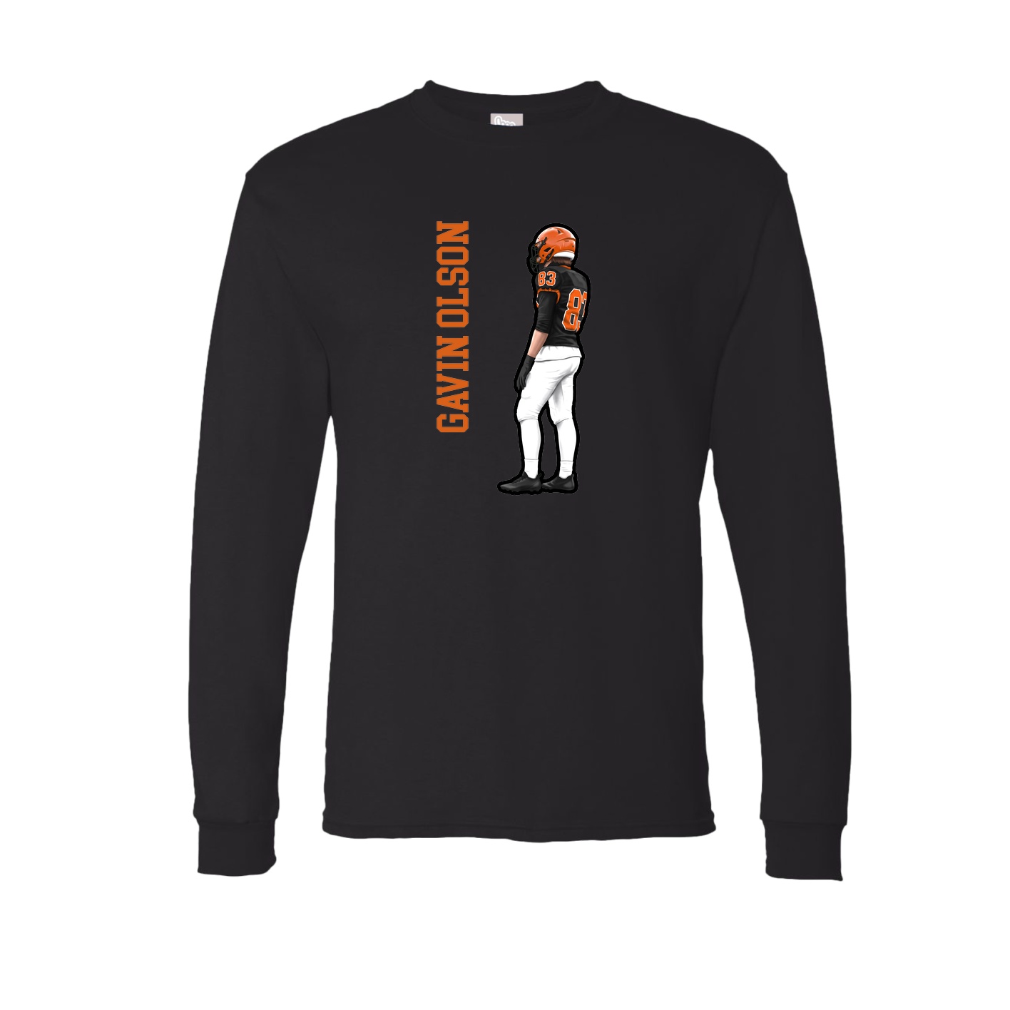 Long Sleeve Tee — Name Vertical in Black