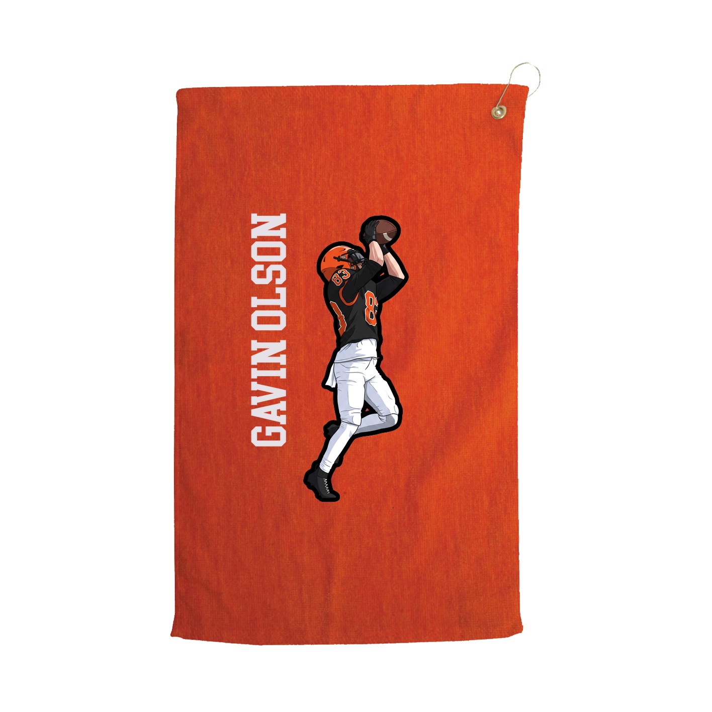 Golf Towel — Name Vertical in Orange