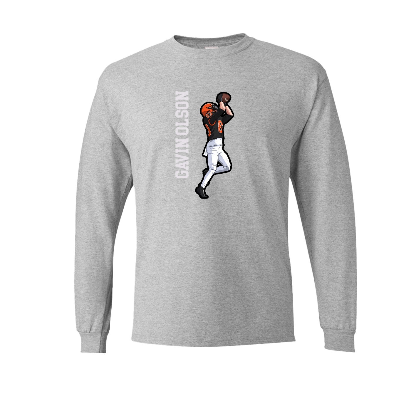 Long Sleeve Tee — Name Vertical in Grey