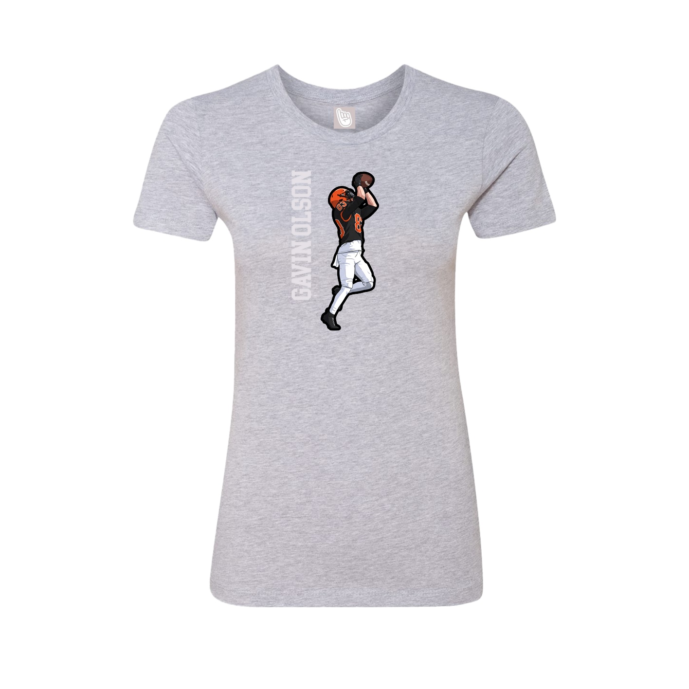 Fitted Women's Tee — Name Vertical in Grey