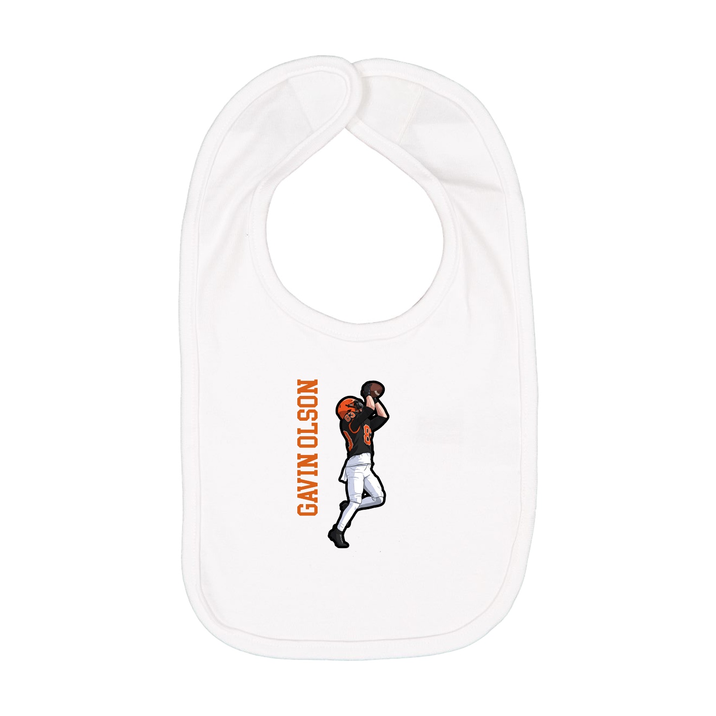 Infant Bib — Name Vertical in White