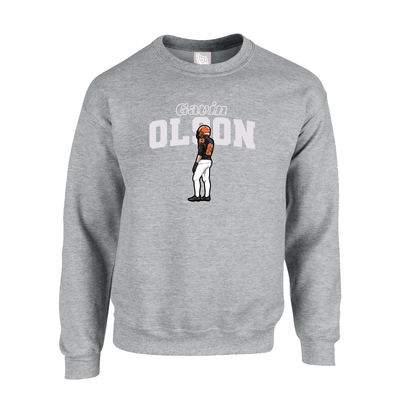 Fleece Crew — Name Arch in Grey