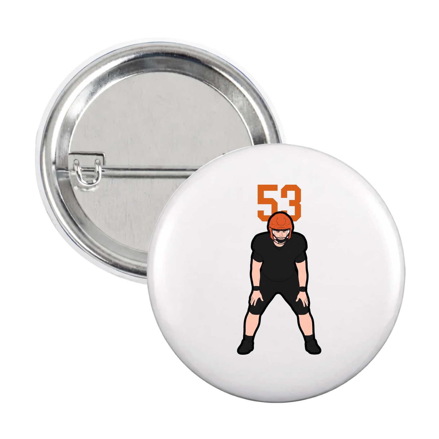 Game Day Button — Number Top in White