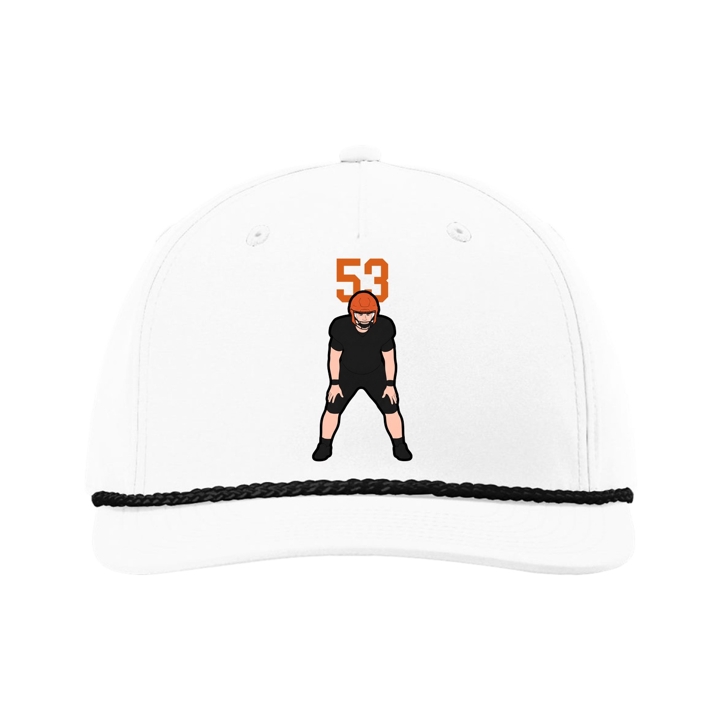 Five-Panel Classic Rope Cap — Number Top in White
