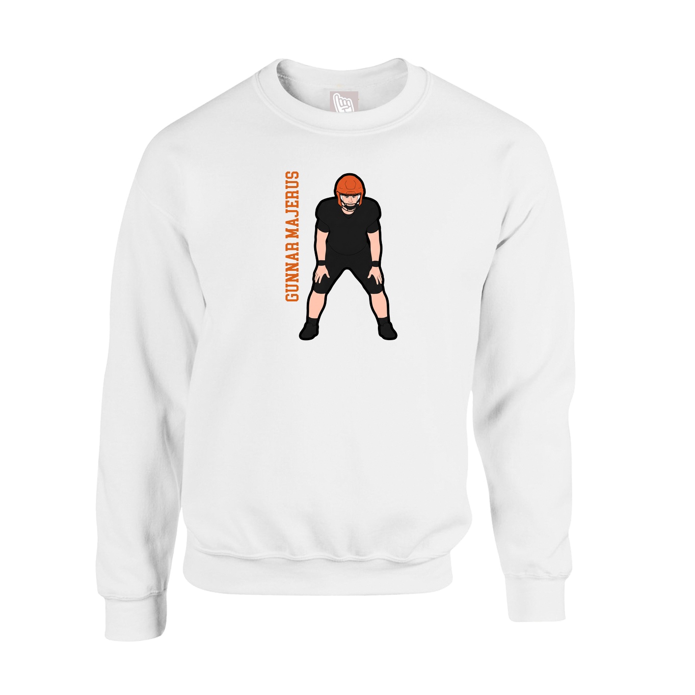 Fleece Crew — Name Vertical in White