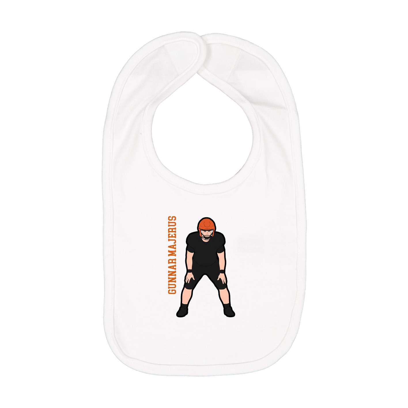 Infant Bib — Name Vertical in White