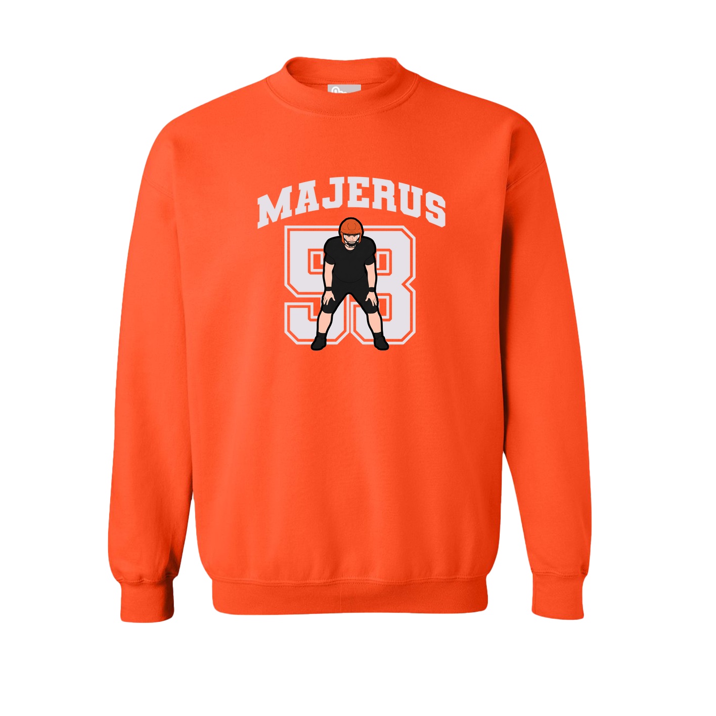 Fleece Crew — Number in Orange