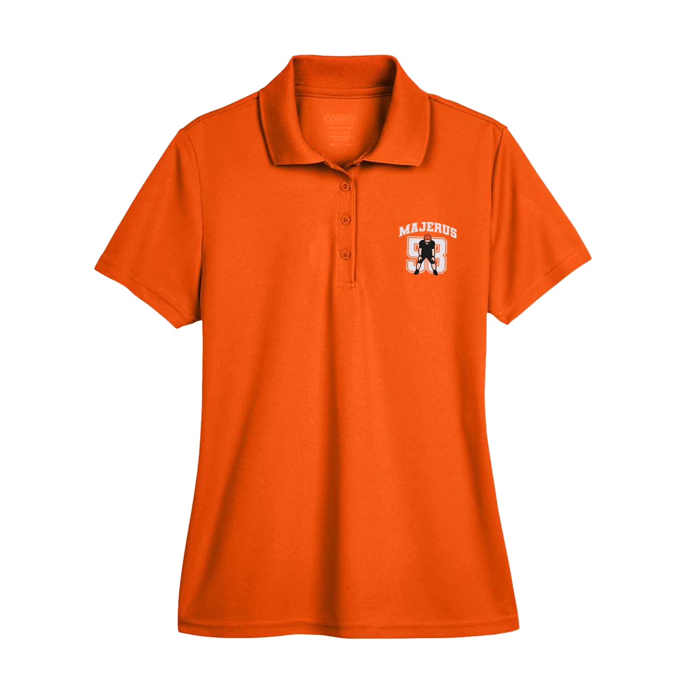 Womens Performance Polo — Number in Orange