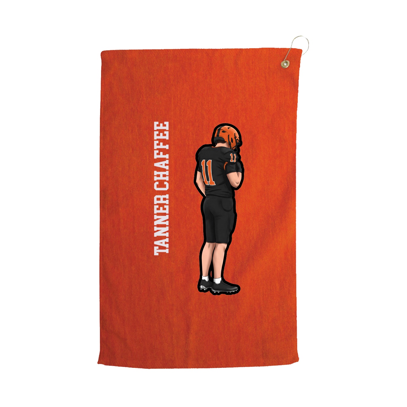 Golf Towel — Name Vertical in Orange