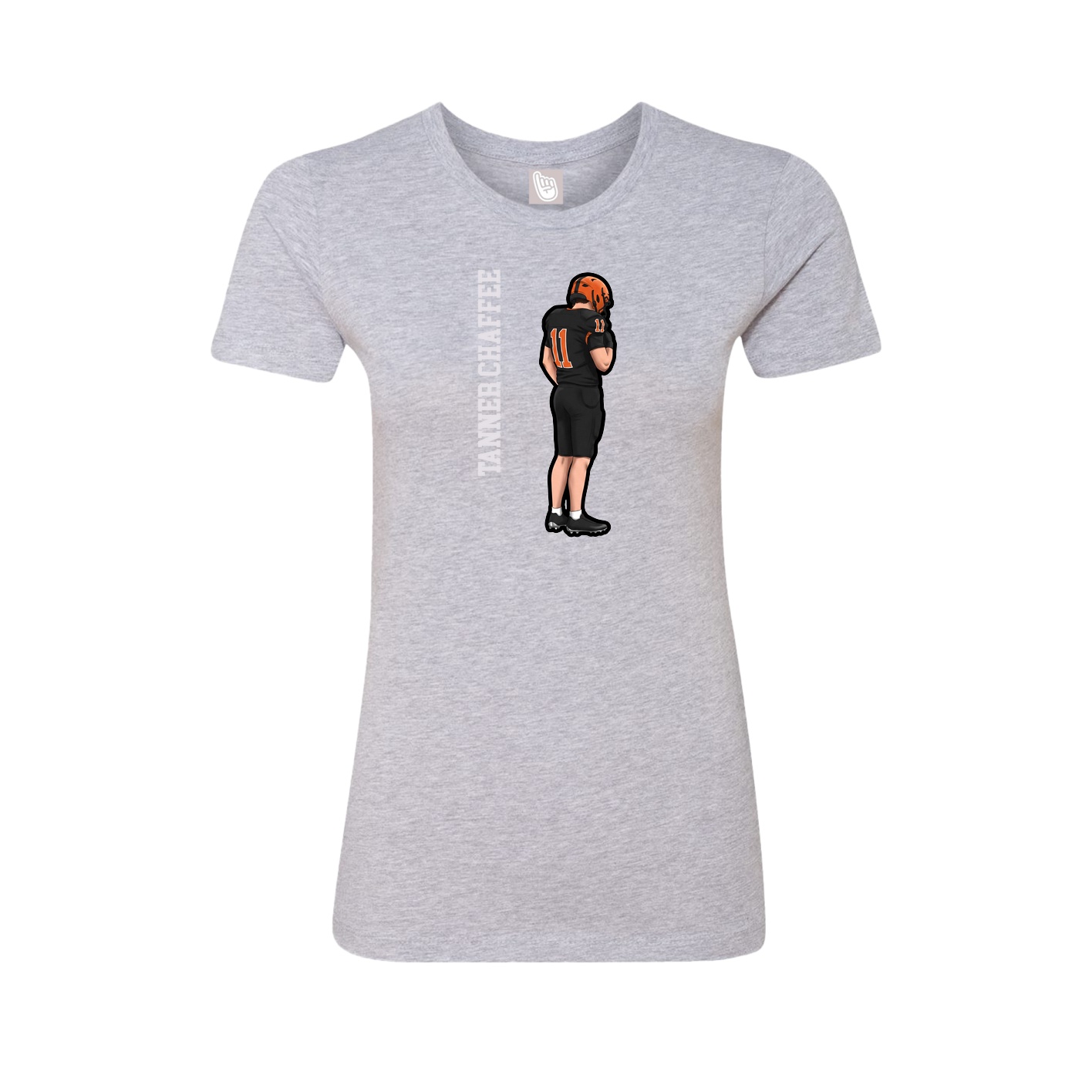 Fitted Women's Tee — Name Vertical in Grey
