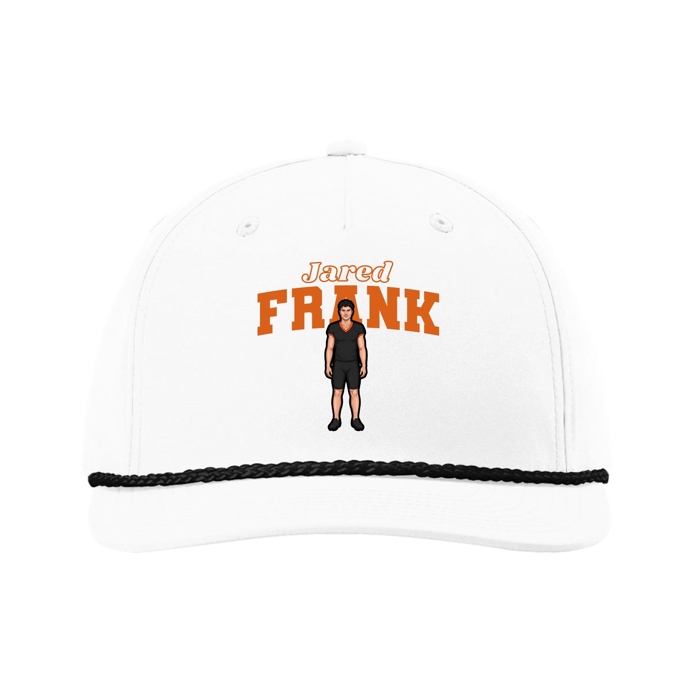 Five-Panel Classic Rope Cap — Name Arch in White