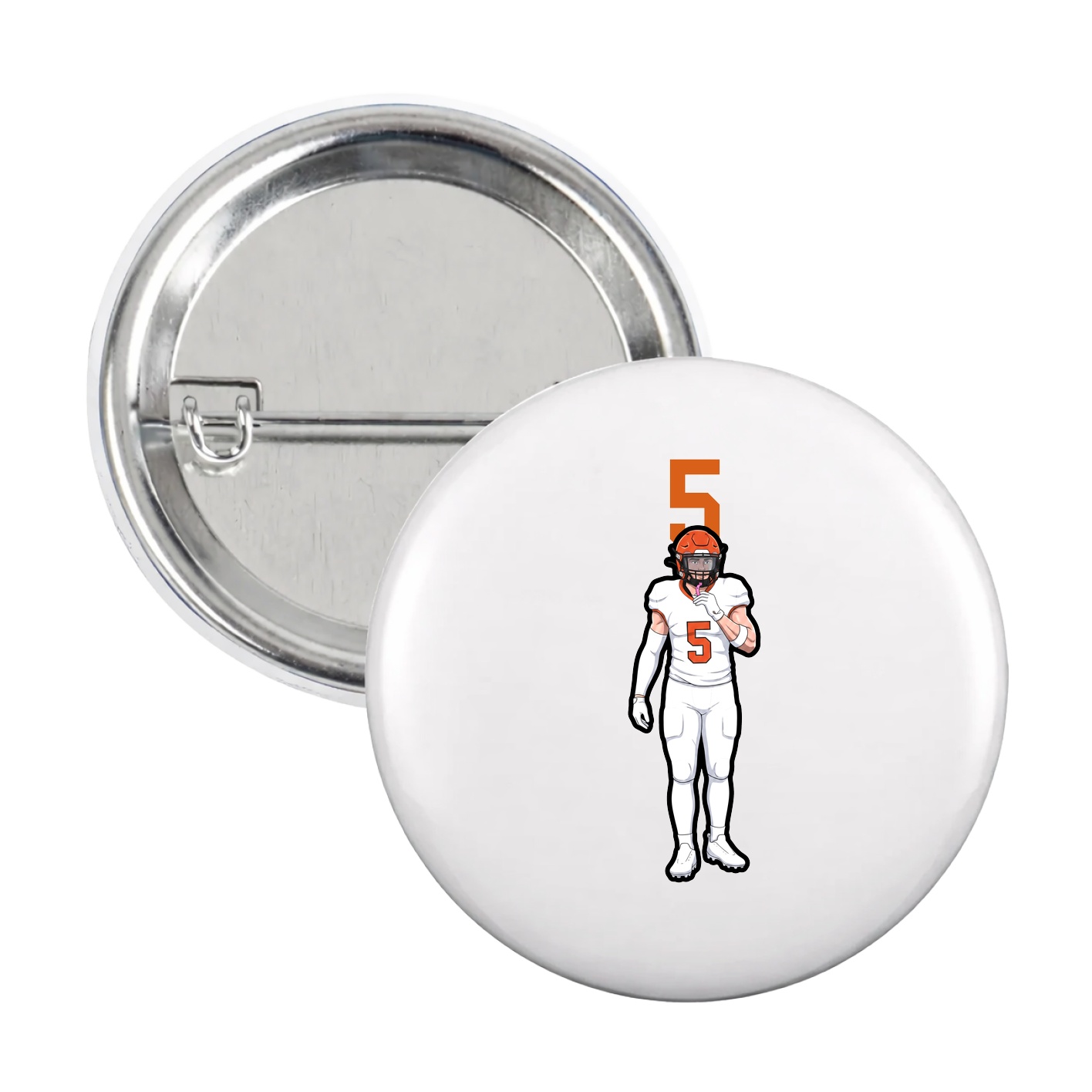 Game Day Button — Number Top in White