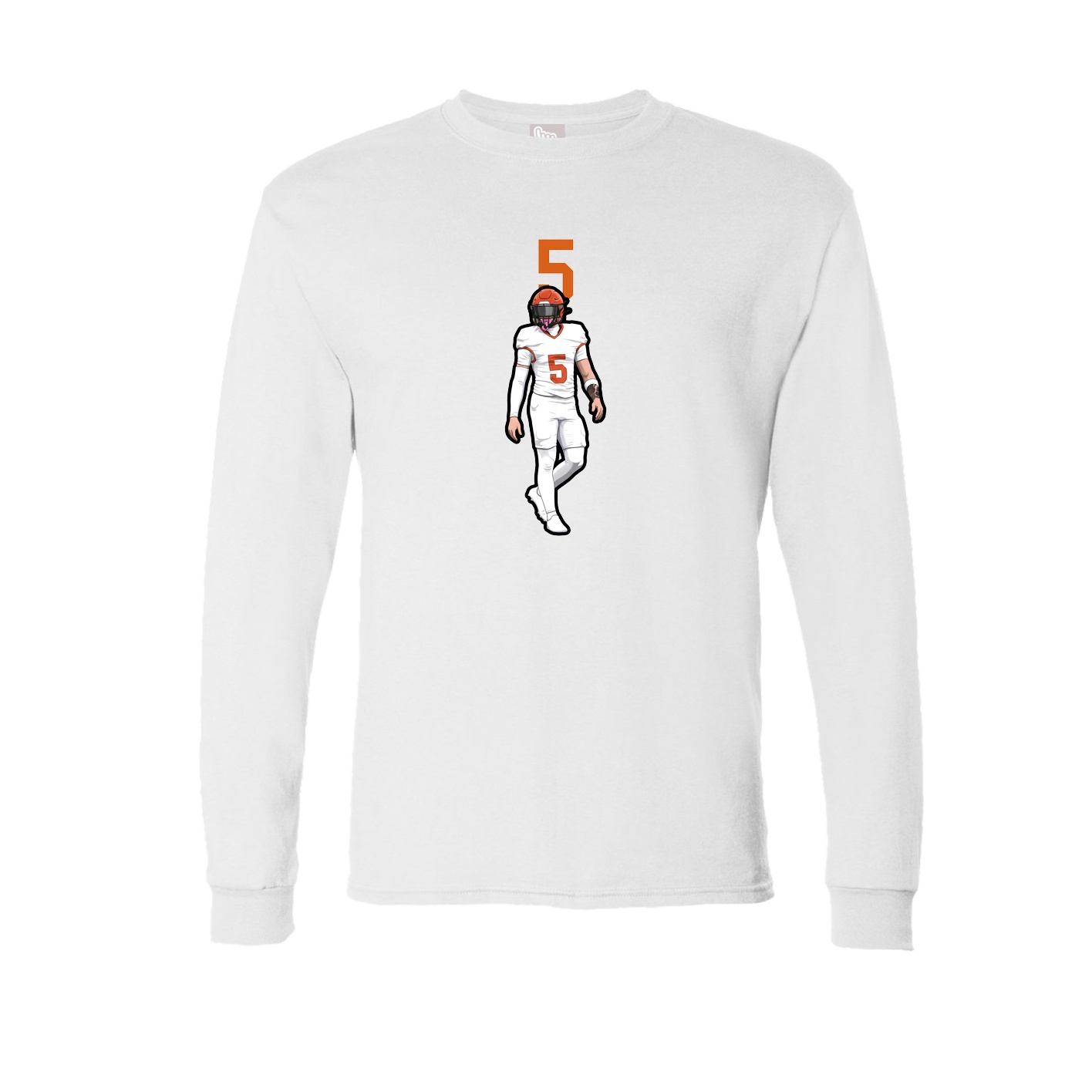 Long Sleeve Tee — Number Top in White