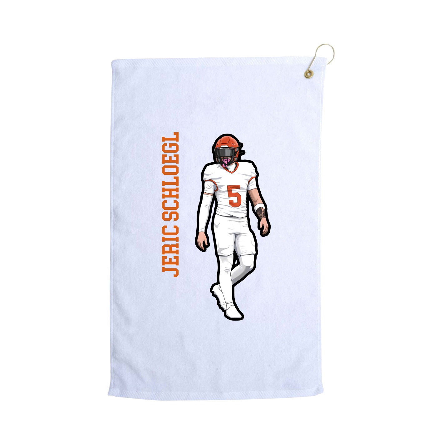 Golf Towel — Name Vertical in White