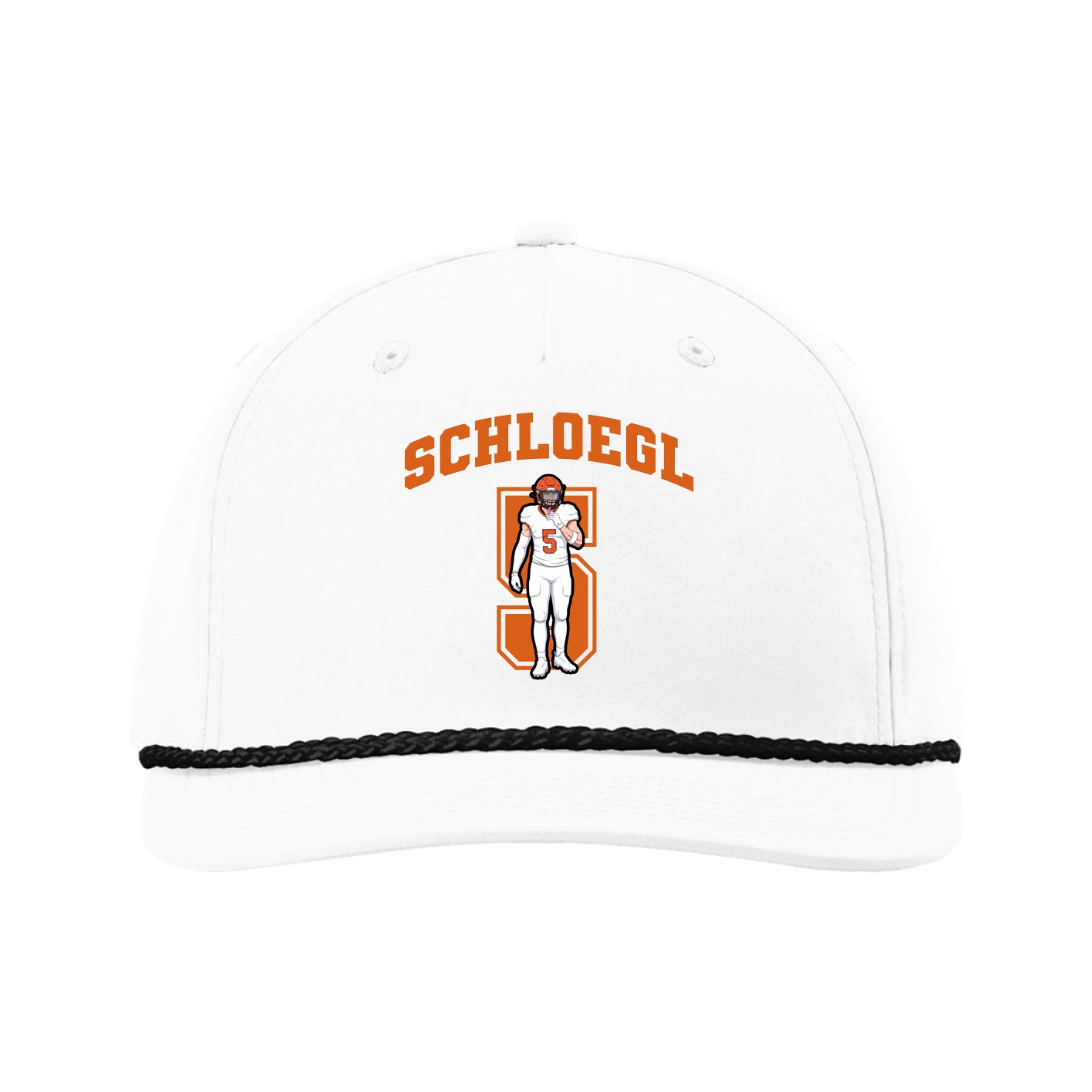 Five-Panel Classic Rope Cap — Number in White