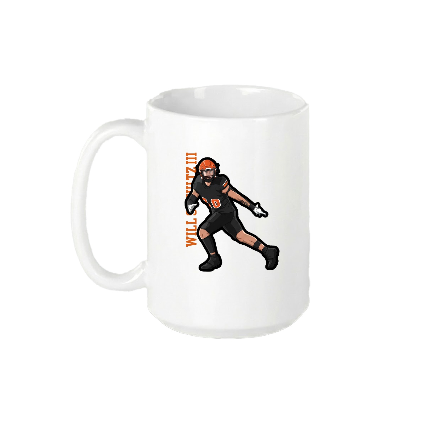 15oz Coffee Mug — Name Vertical in White