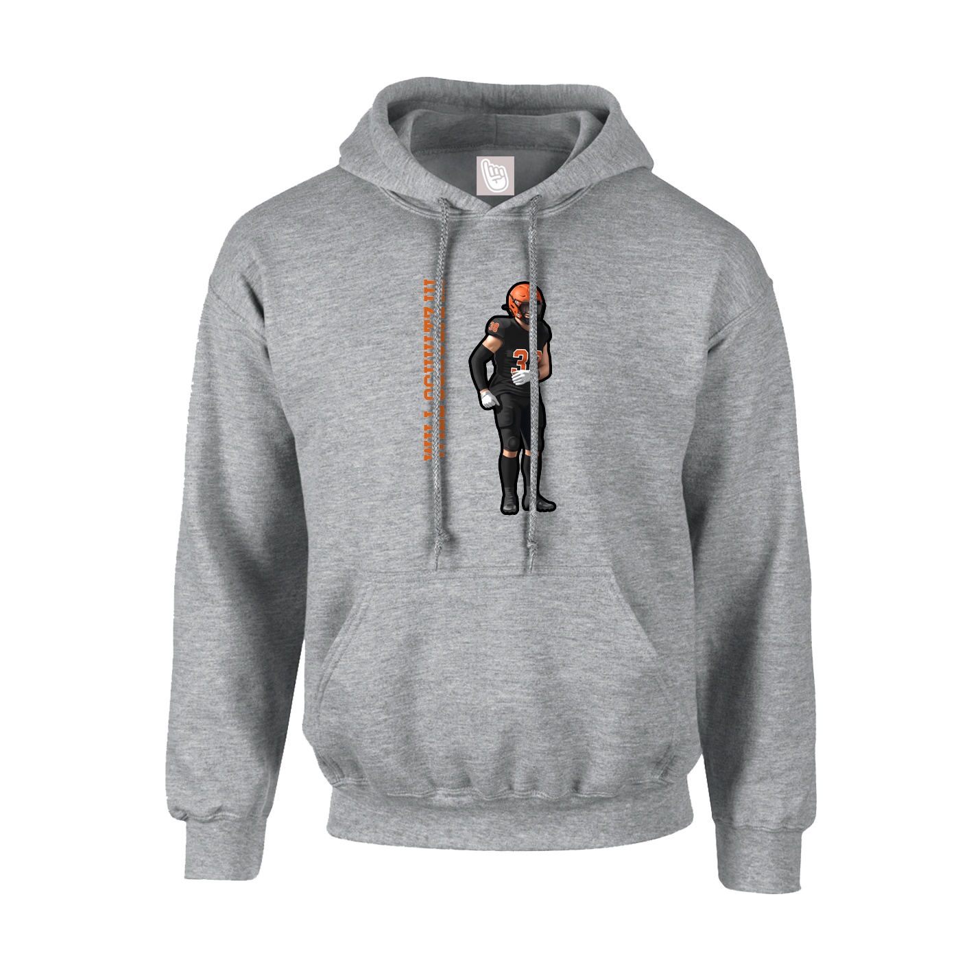 Youth Hoodie — Name Vertical in Grey