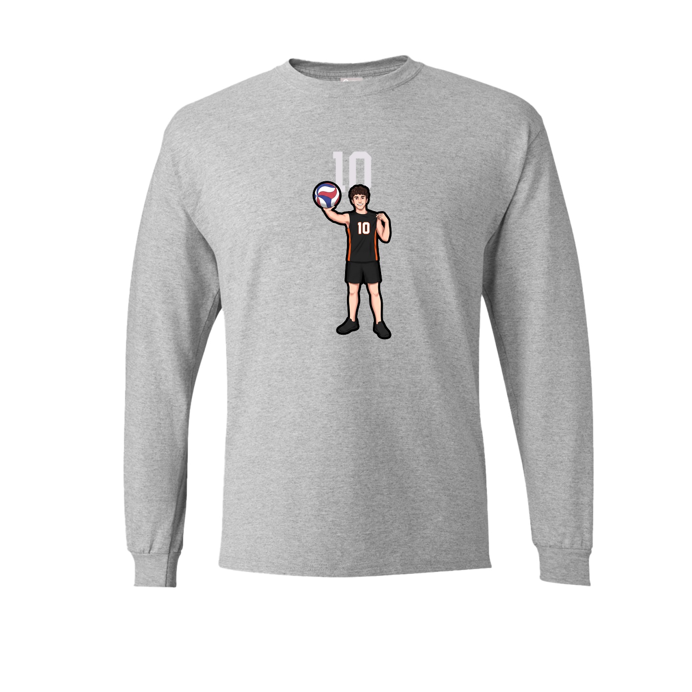 Long Sleeve Tee — Number Top in Grey