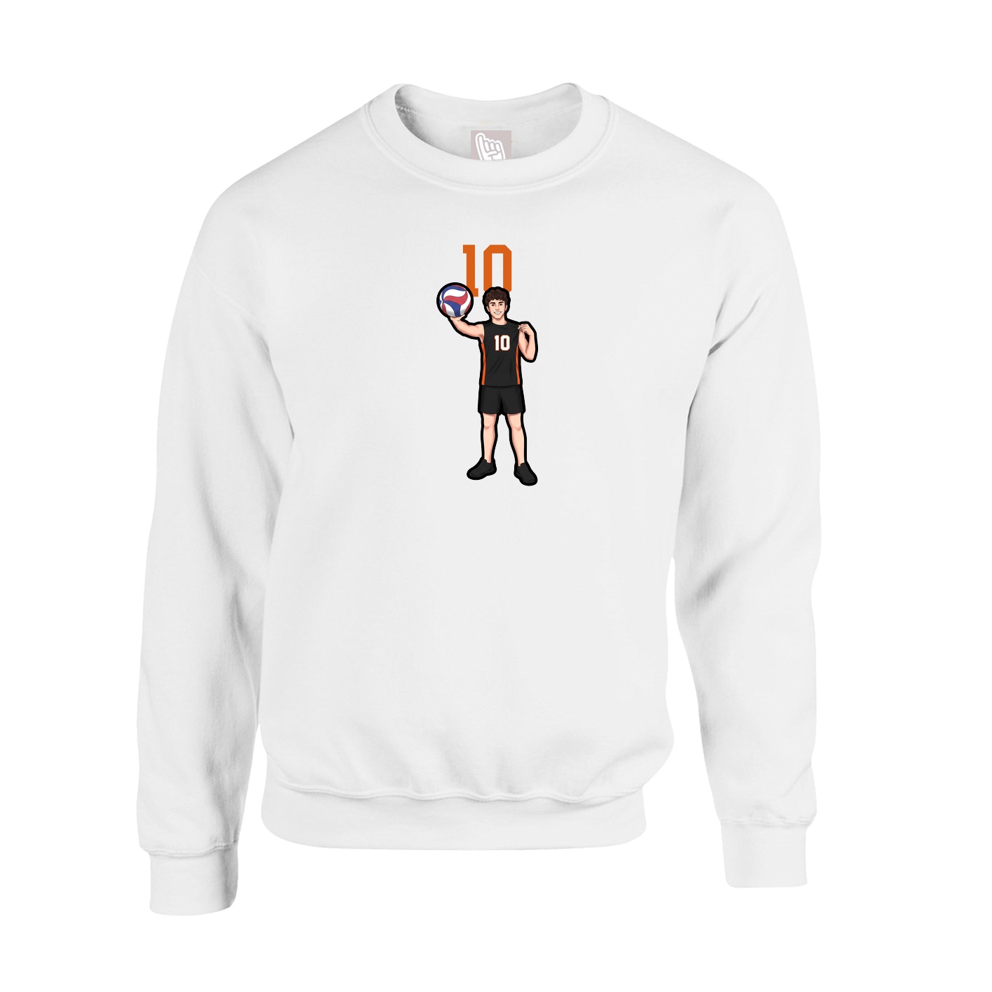 Fleece Crew — Number Top in White