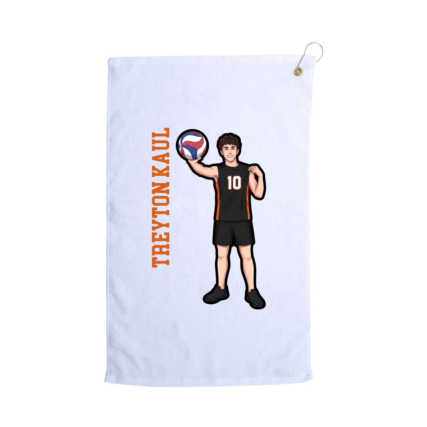 Golf Towel — Name Vertical in White