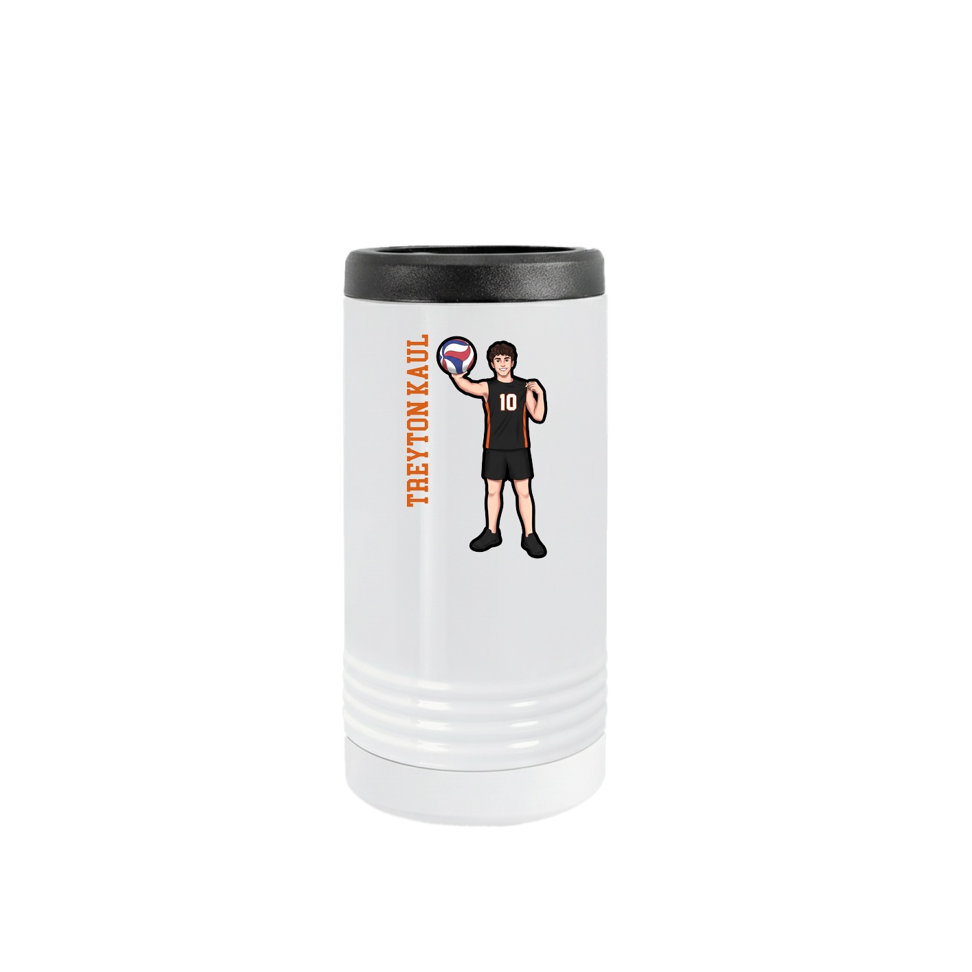 Slim Beverage Holder — Name Vertical in White