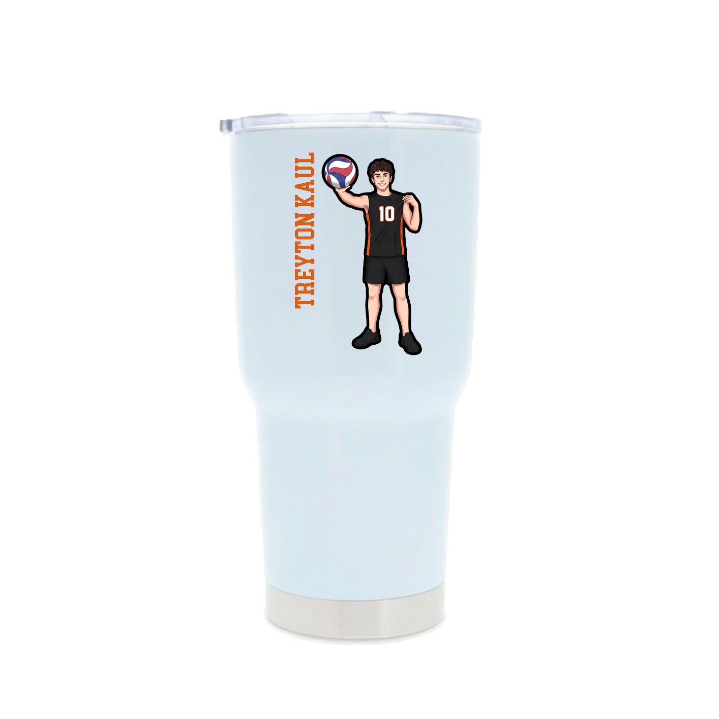 30oz Stainless Steel Tumbler — Name Vertical in White