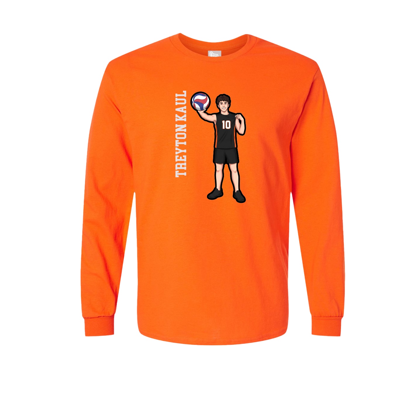 Long Sleeve Tee — Name Vertical in Orange