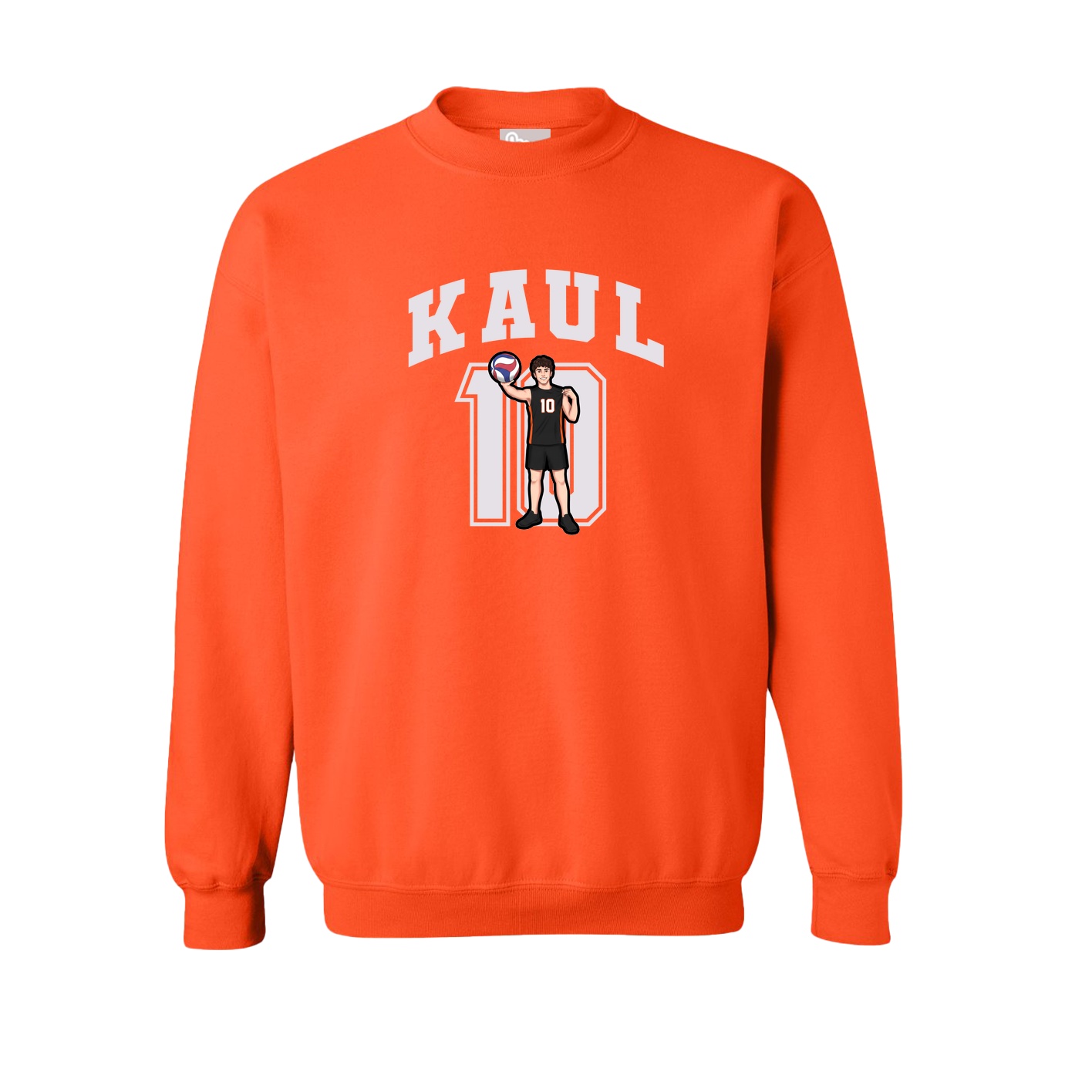 Fleece Crew — Number in Orange