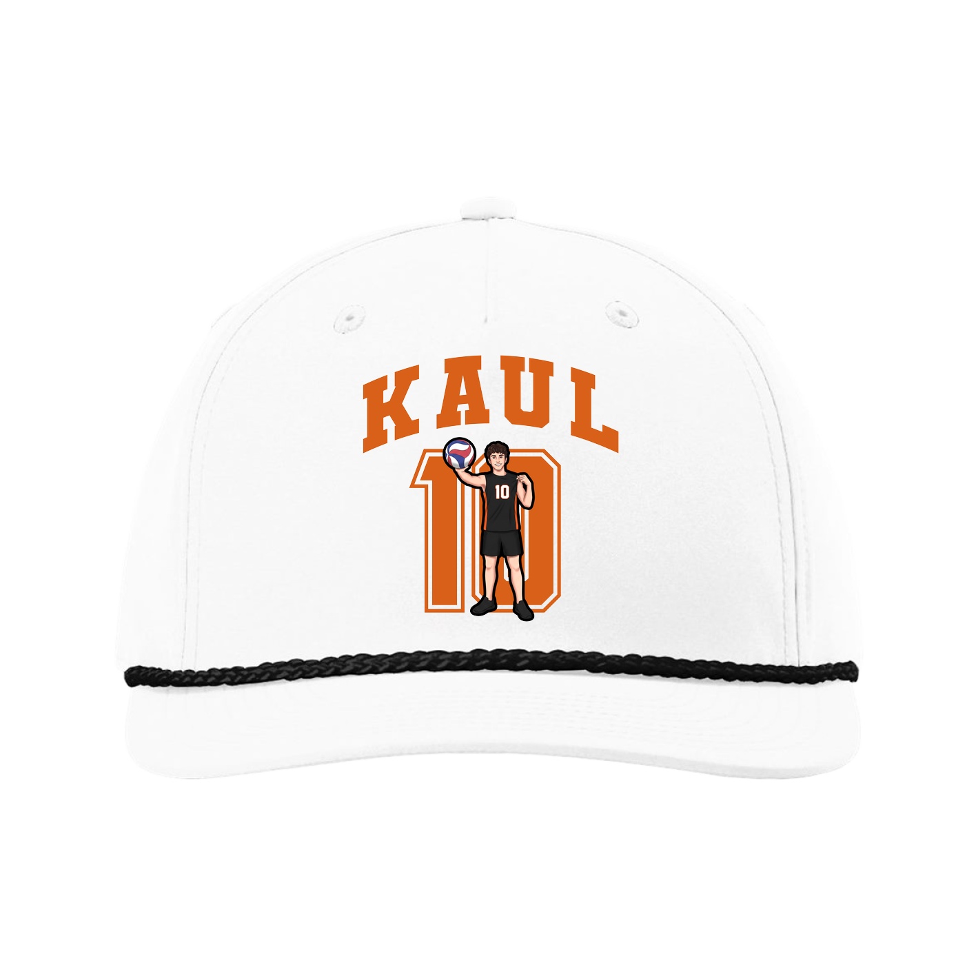 Five-Panel Classic Rope Cap — Number in White